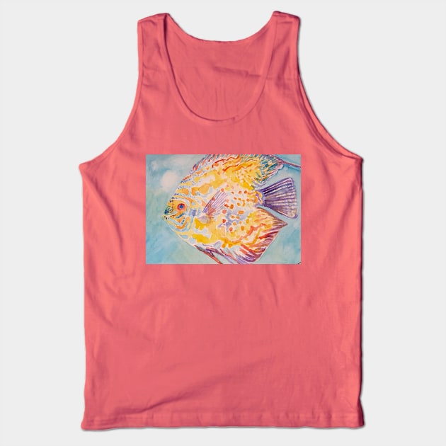 Rainbow Sea Fish Watercolor Painting Tank Top by SarahRajkotwala